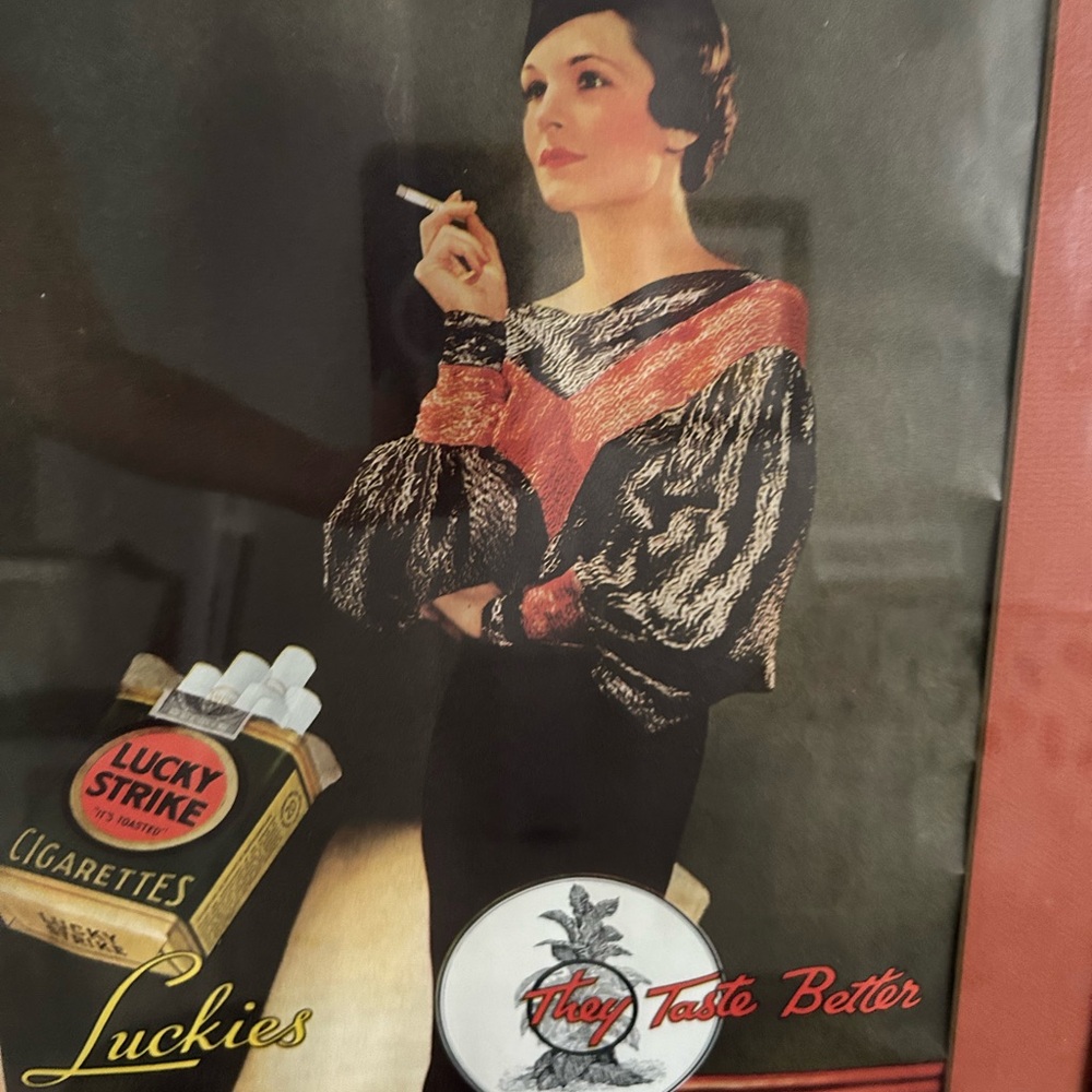 Vintage Art Print with Red and Black Accents